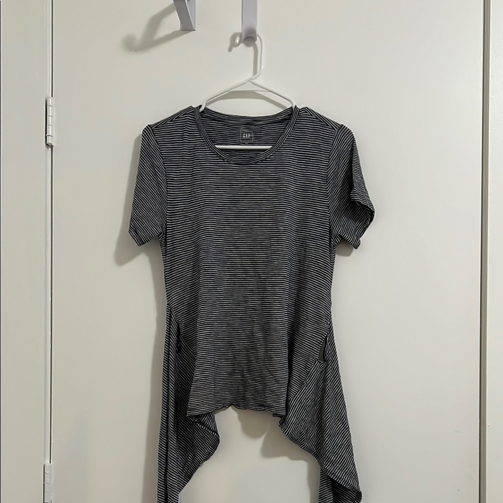 Gap Tie Back Striped Black and Gray Women's Top Size XS